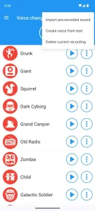 Voice changer with effects