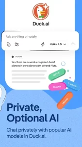 DuckDuckGo, optional Duck.ai